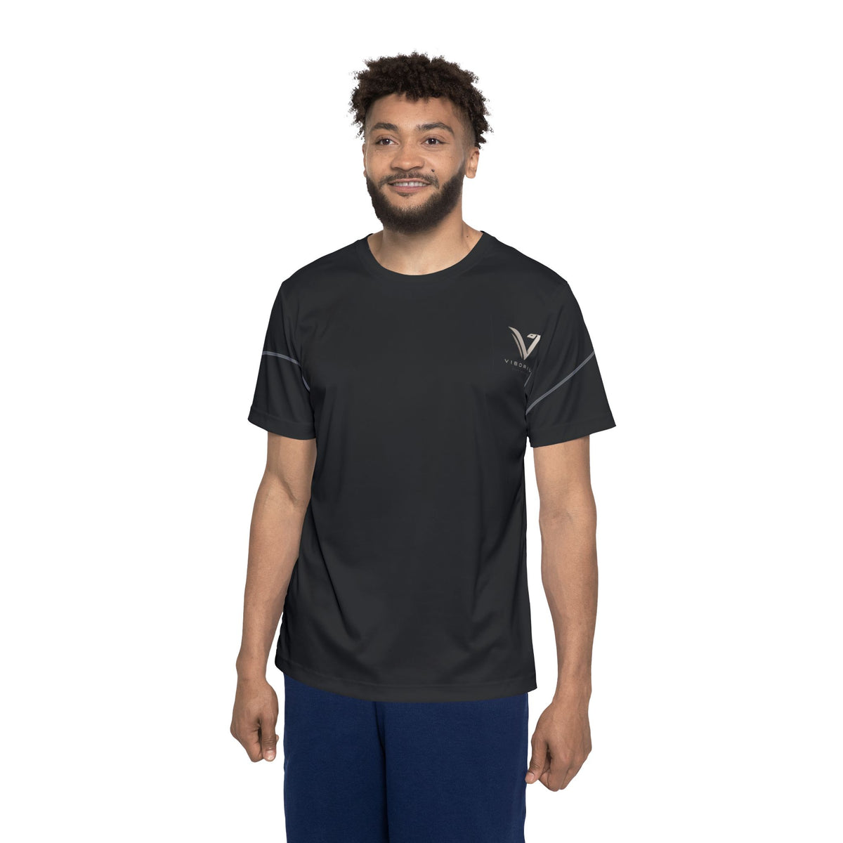 Performance Athletic Jersey – V Logo Black Men's Sports Tee